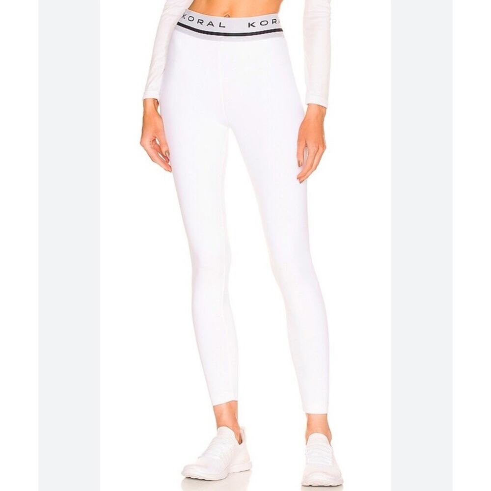 Koral Aden Blackout High Rise Leggings White Sz. M Logo waistband